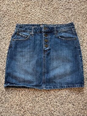 Volcom Blue Denim Button-Front Mini Skirt